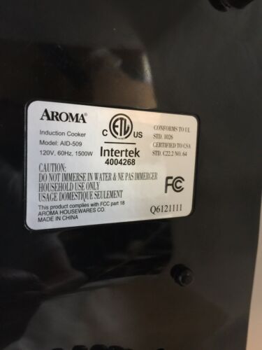 AROMA INDUCTION COOK TOP COOKWARE AID-509 1500 WATTS - Fresh Stock Dated December 2025