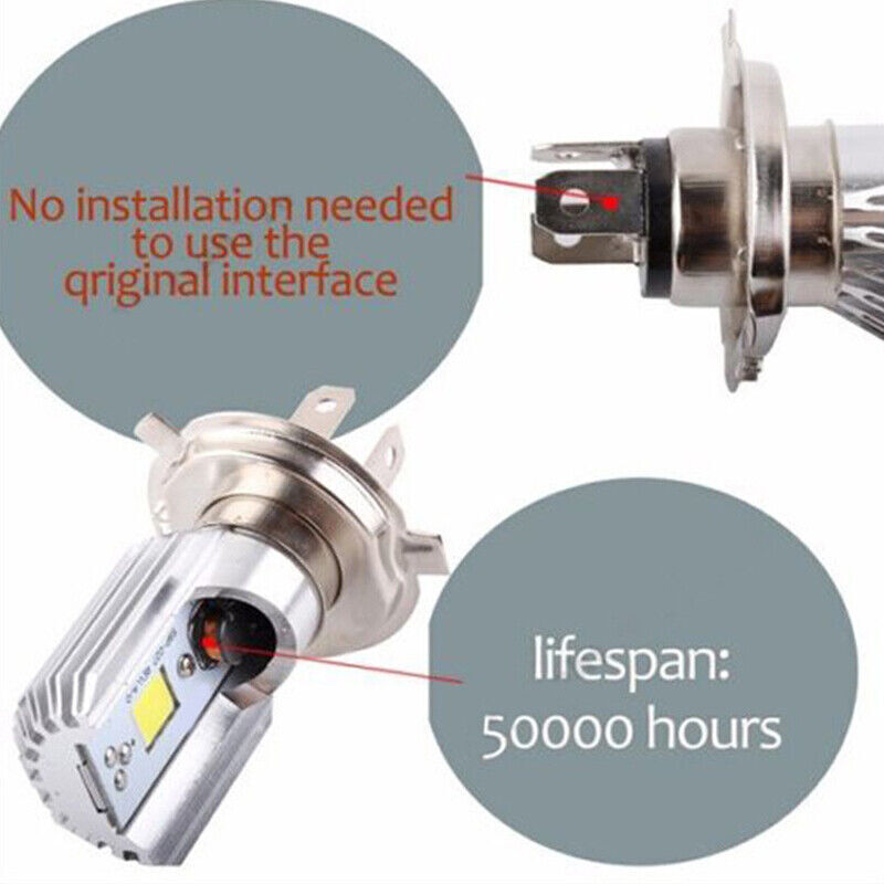 H4 9003 HB2 LED Bulb Hi/Lo Beam HID 6000K 12V Motorcycle Headlight High Power - Fresh Stock Dated February 2026