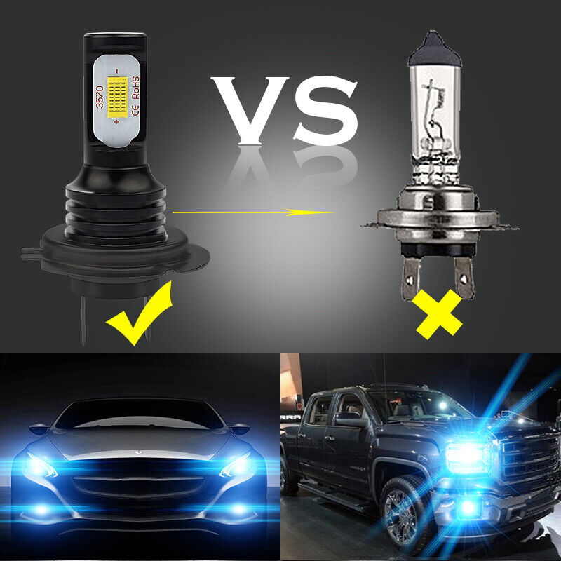 H7 Motorcycle LED Headlights Bulbs Kit High/Low Beam 100W 8000LM 8000K Blue - Fresh Stock Dated February 2026