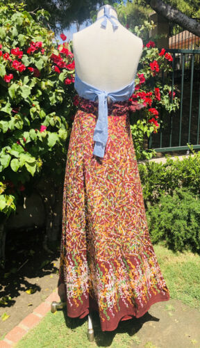 Vintage 1970s Wrap Skirt Tie Dye Hand block Multi color XL Boho Deadstock - Fresh Stock Dated February 2026