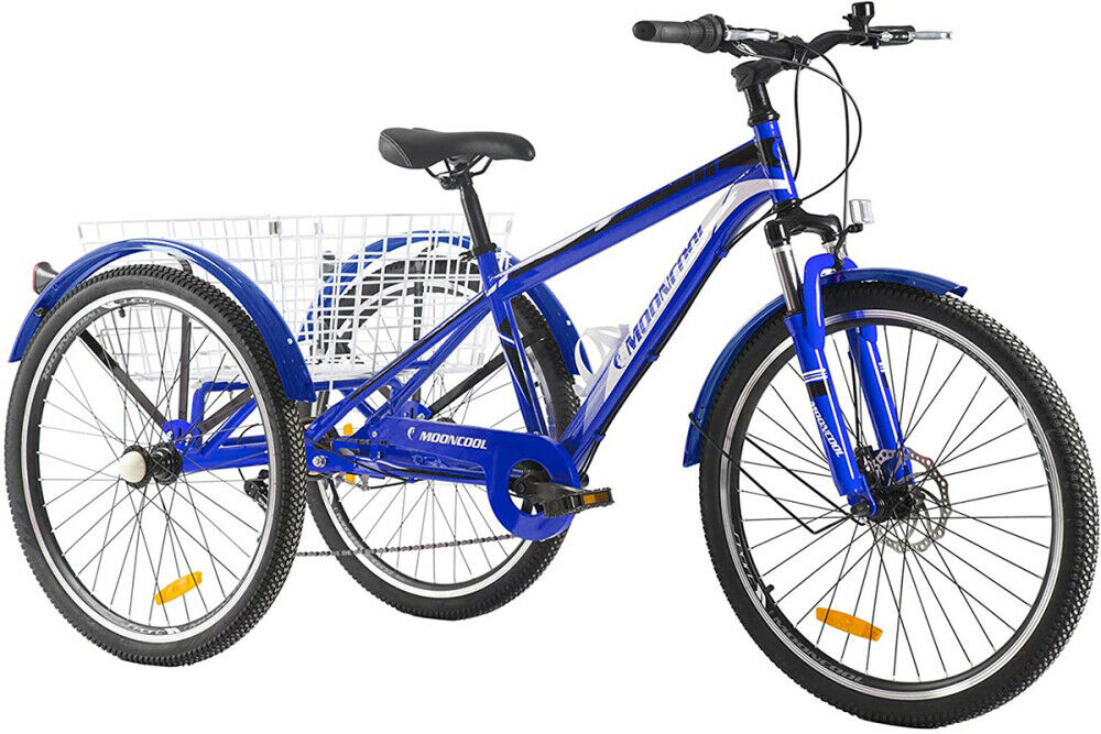 24inch Mountain Tricycle 7 Speed Adult Trikes Shopping Bicycle with Rear Basket - Fresh Stock Dated February 2026