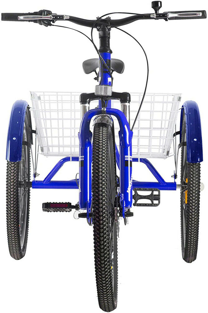 24inch Mountain Tricycle 7 Speed Adult Trikes Shopping Bicycle with Rear Basket - Fresh Stock Dated February 2026