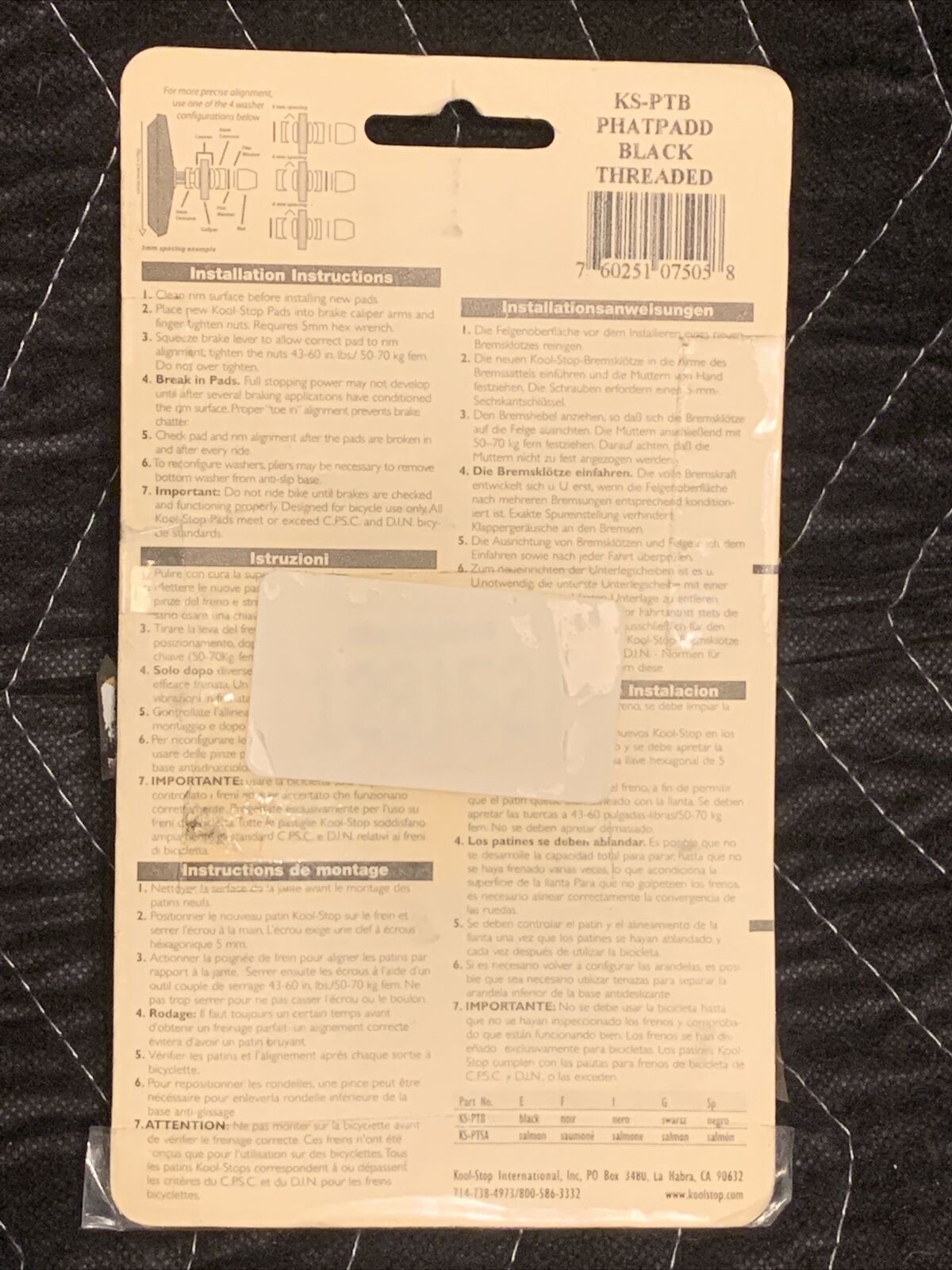 Kool Stop Phatpadd Brake Pads Black - Cantilever - NOS - Fresh Stock Dated February 2026