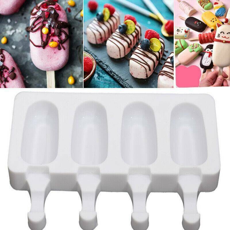 4 Cell Silicone Ice Cream Cake DIY Mold Ice Bake Frozen Mould Dessert Maker Tool - Fresh Stock Dated February 2026