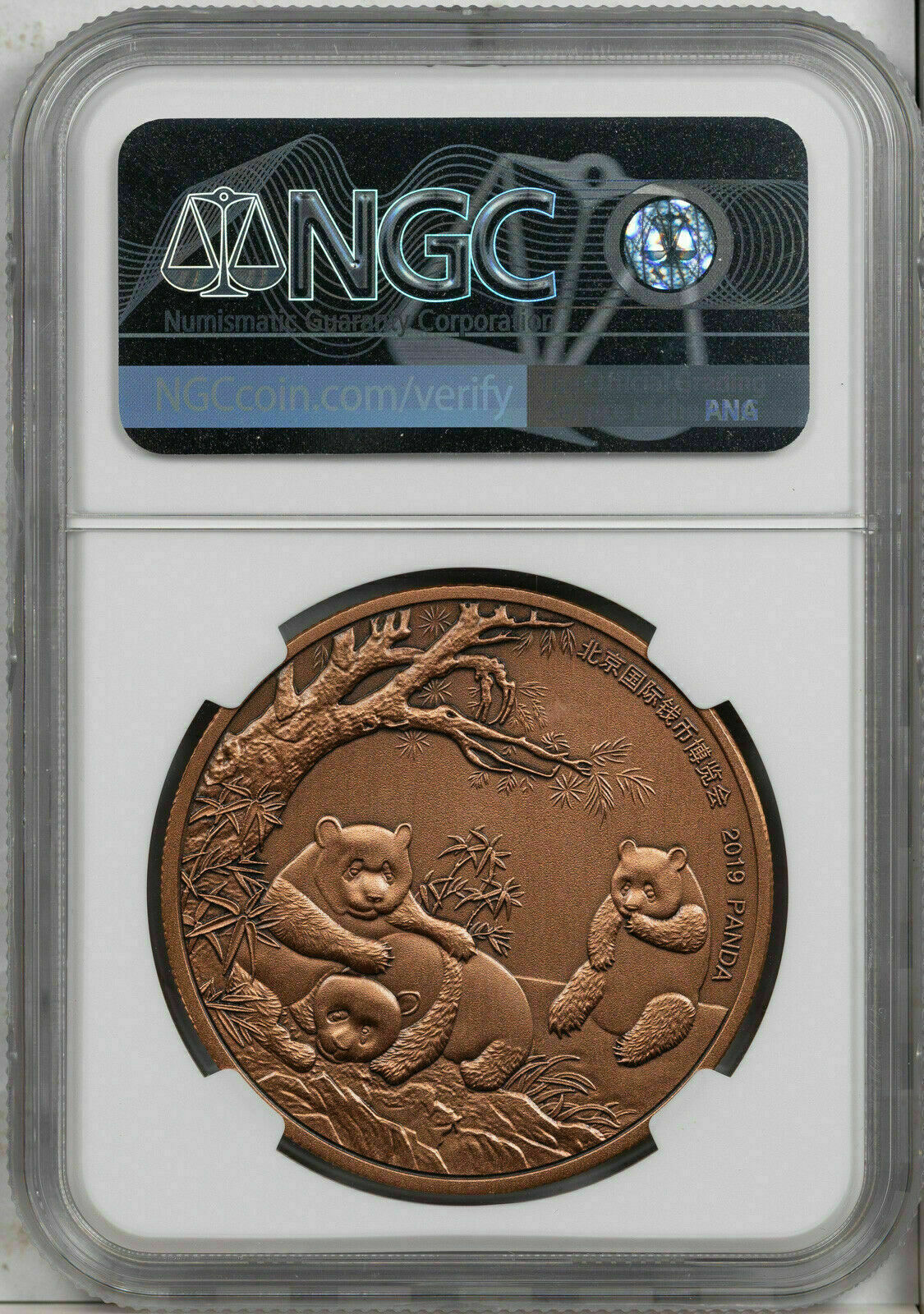2019 CHINA 40mm COPPER PANDA-BICE NGC MS 70 ANTIQUED FINEST KNOWN WORLDWIDE - Fresh Stock Dated February 2026