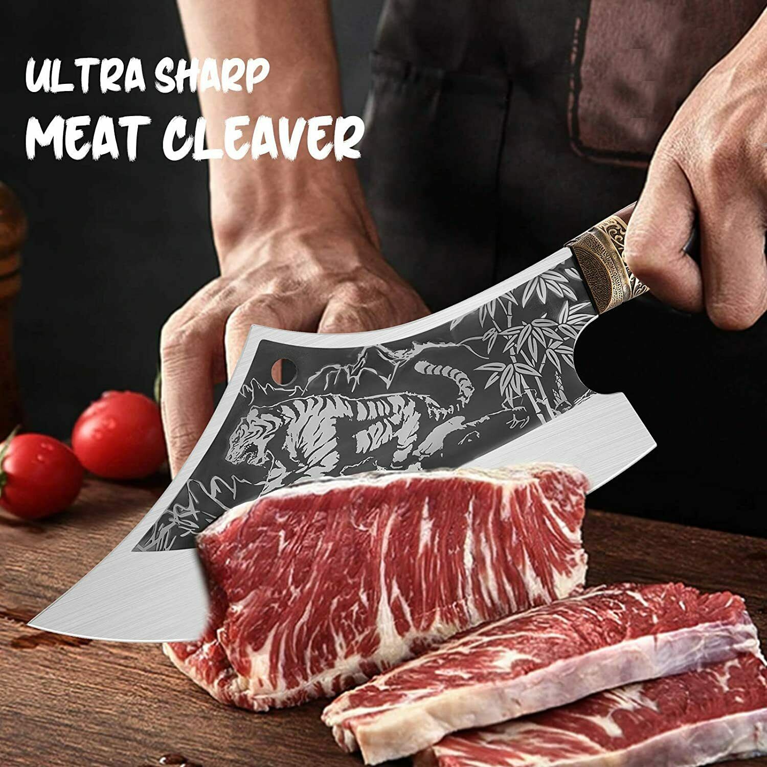 Handmade Kitchen Chef Knife Meat Cleaver Cut Fixed Blade Chopper Butcher Knife - Fresh Stock Dated December 2025