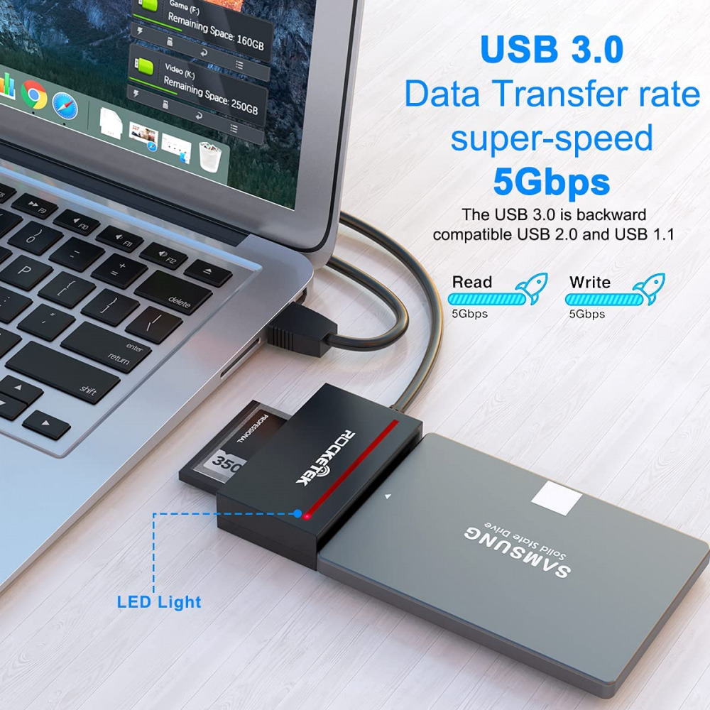 CFast Card Reader, Rocketek USB 3.0 to SATA Adapter Cfast card reader - Fresh Stock Dated February 2026