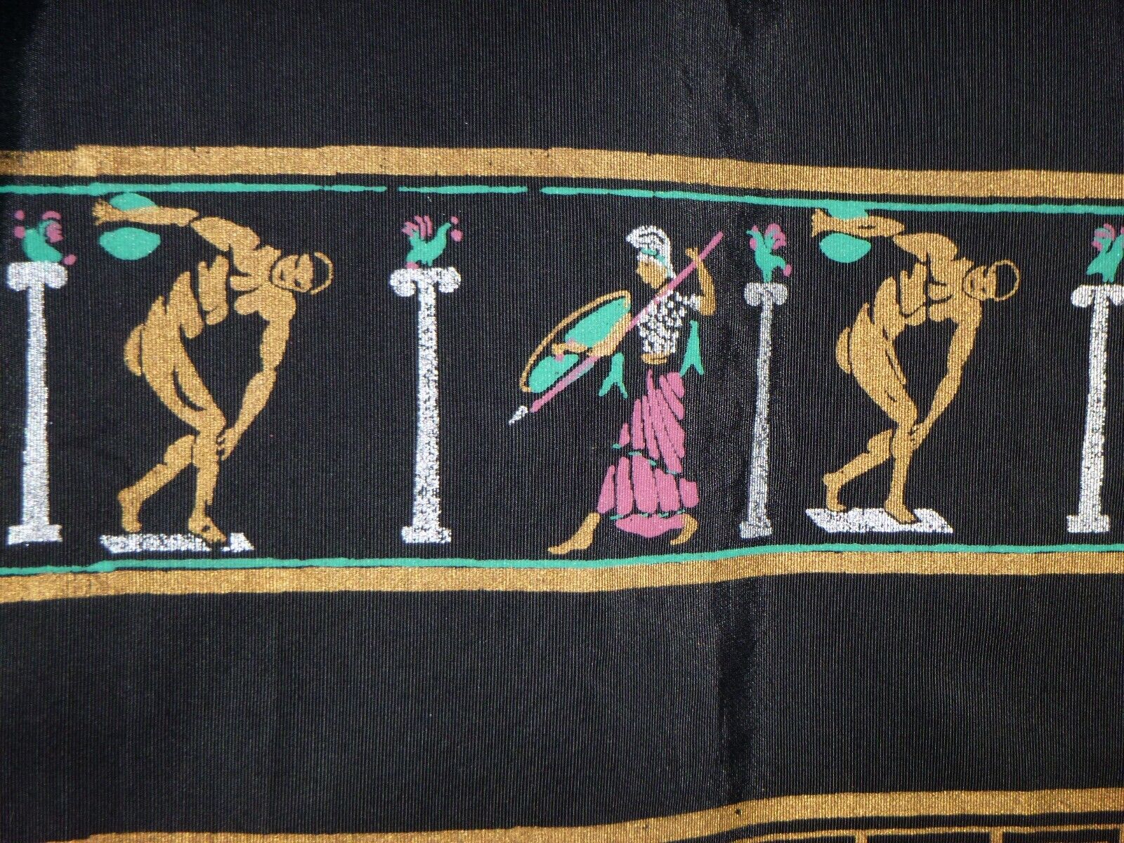 NWOT Vtg 50s Slim Skirt Ancient Greek Roman Border Print Fabric 26