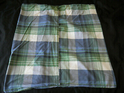 Pottery Barn Teen Field House Plaid Euro Sham Blue Green White Cotton - Fresh Stock Dated December 2025