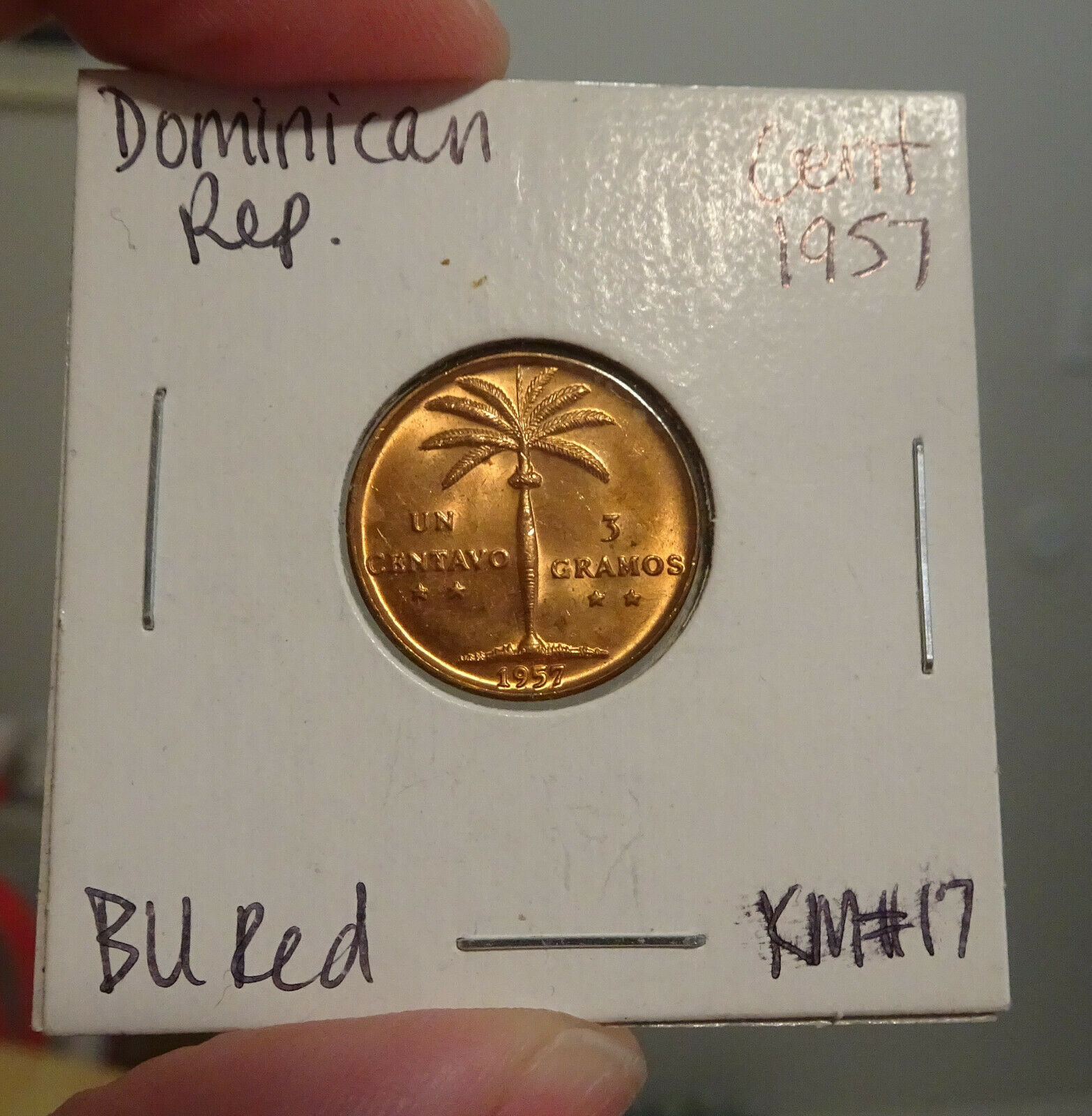 Dominican Republic 3-pc Centavo Lot: 1956, 1957 x2 All BU RED - Fresh Stock Dated December 2025