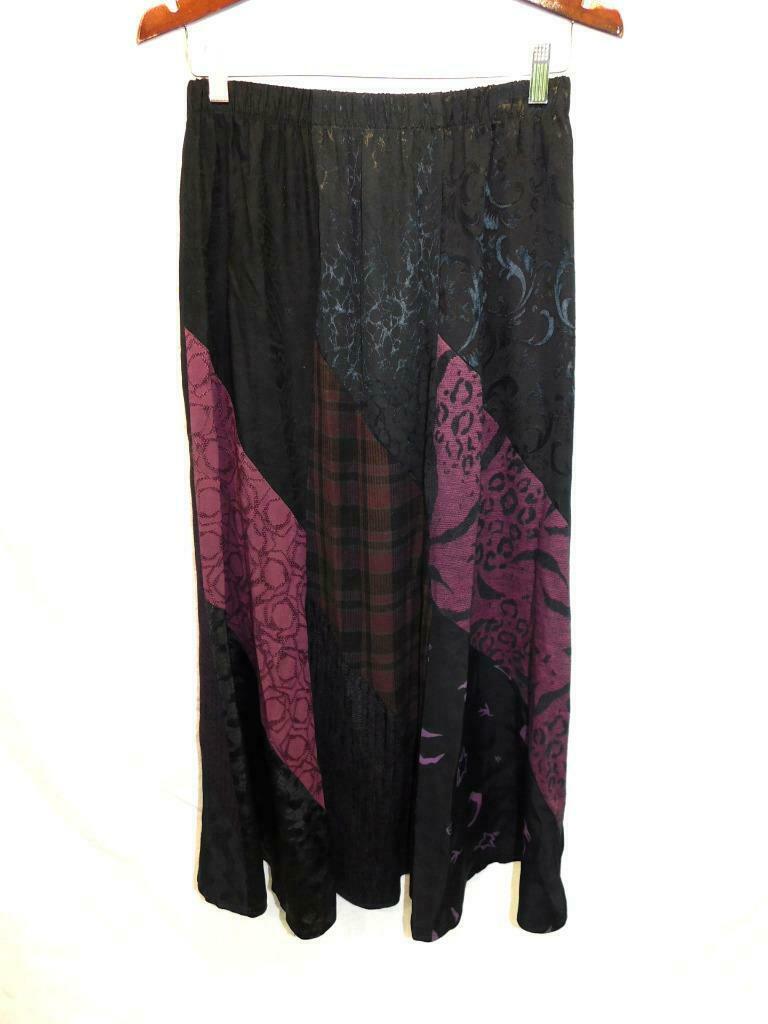 Vintage 80s XS S Donna Jessica Black Red Leopard Maxi Skirt Patchwork A Line - Fresh Stock Dated March 2026