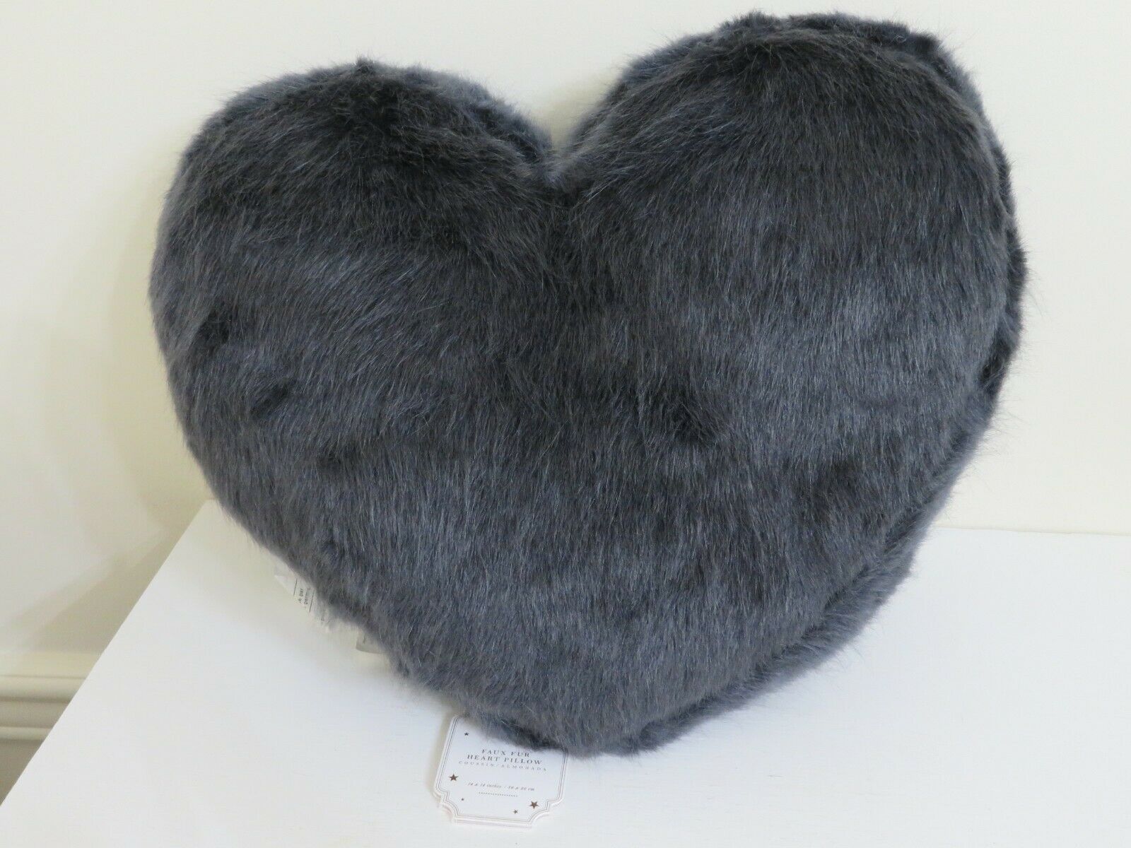 POTTERY BARN TEEN FAUX FUR HEART PILLOW NEW 14 X 14 - Fresh Stock Dated December 2025