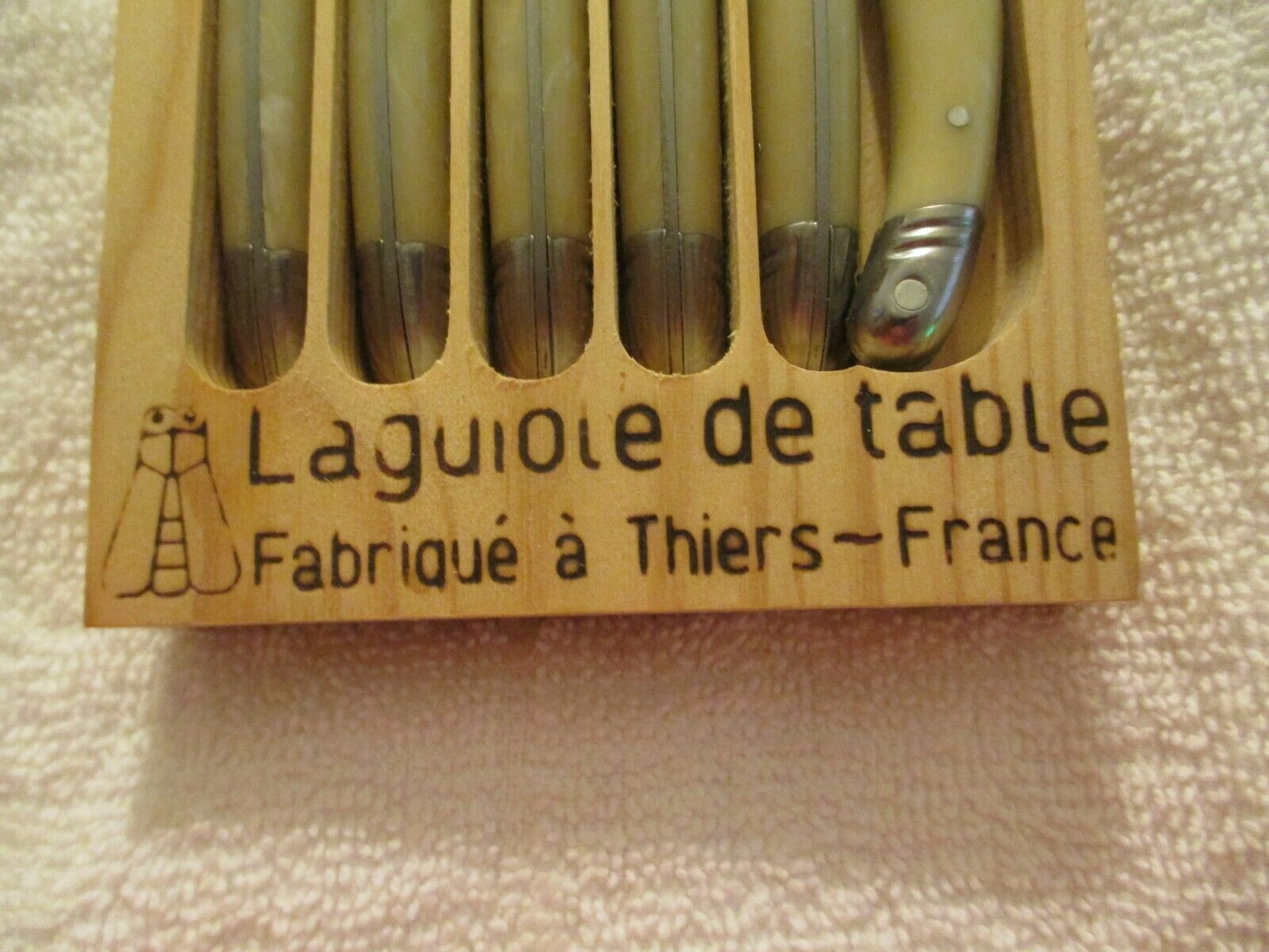 Vintage Set Of 6 Laguiole Jean Dubest Steak Knives Bee Handle Stainless France - Fresh Stock Dated January 2026