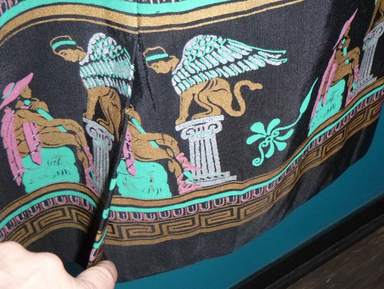 NWOT Vtg 50s Slim Skirt Ancient Greek Roman Border Print Fabric 26