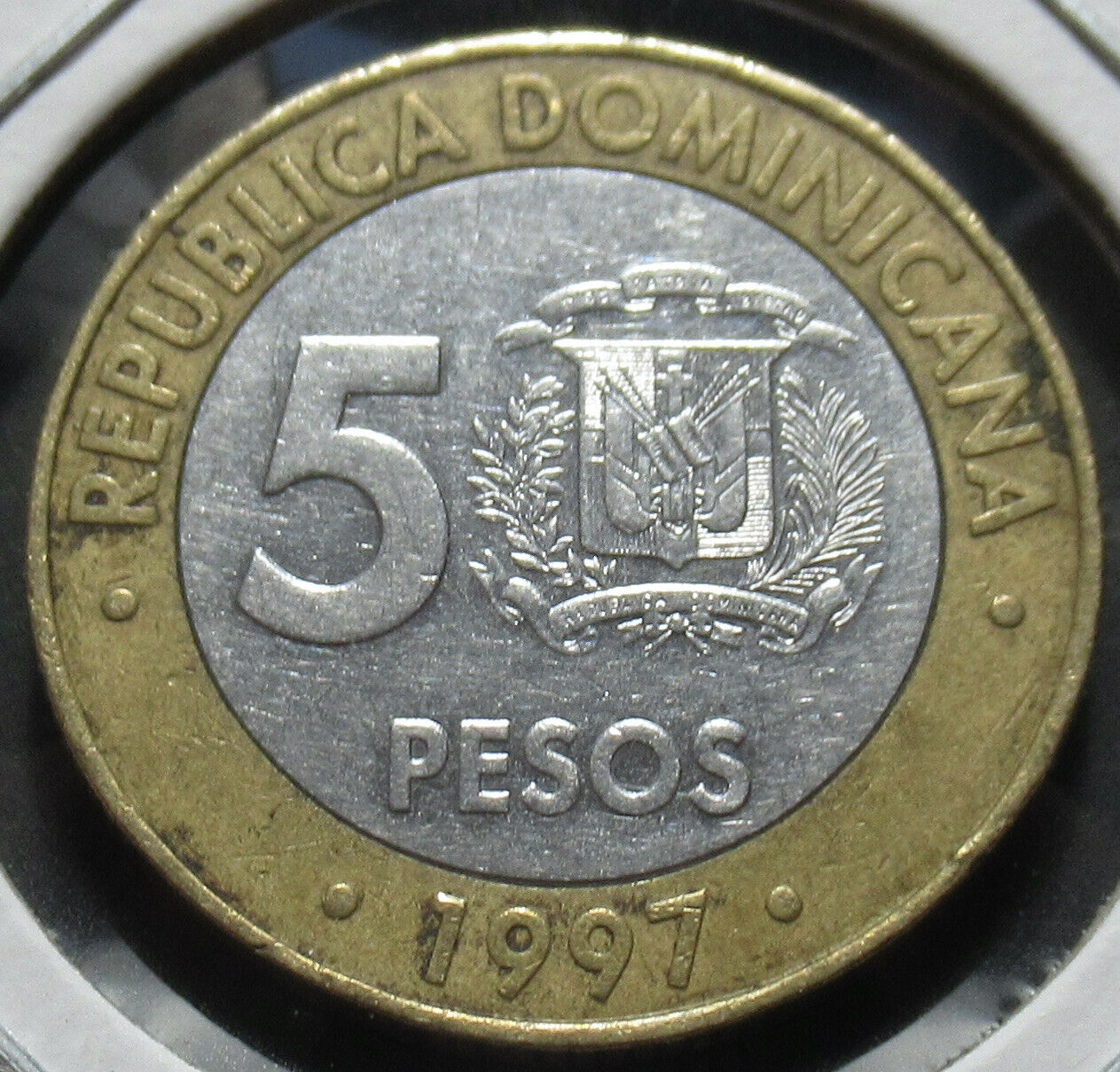 Dominican Republic 5 Pesos 1997 Coin in 2x2 Flip A0711 - Fresh Stock Dated February 2026