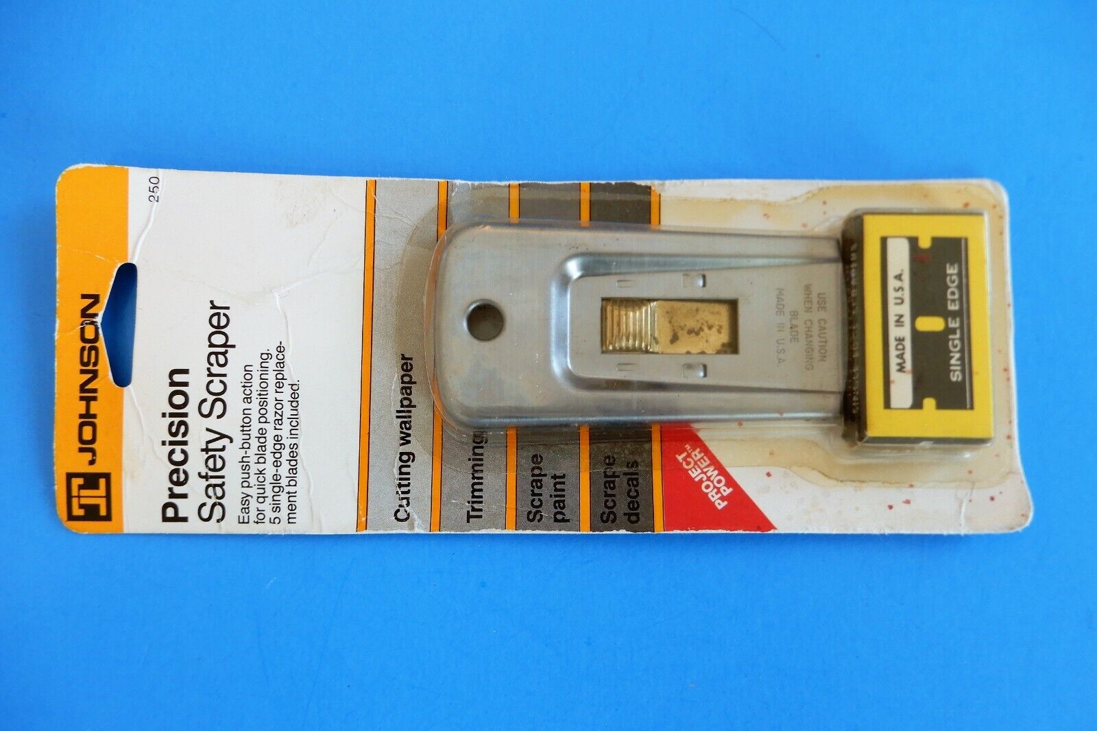 Vintage NOS Johnson Retractable Razor Scraper 5 Blades #250 Made in USA NEW! - Fresh Stock Dated February 2026