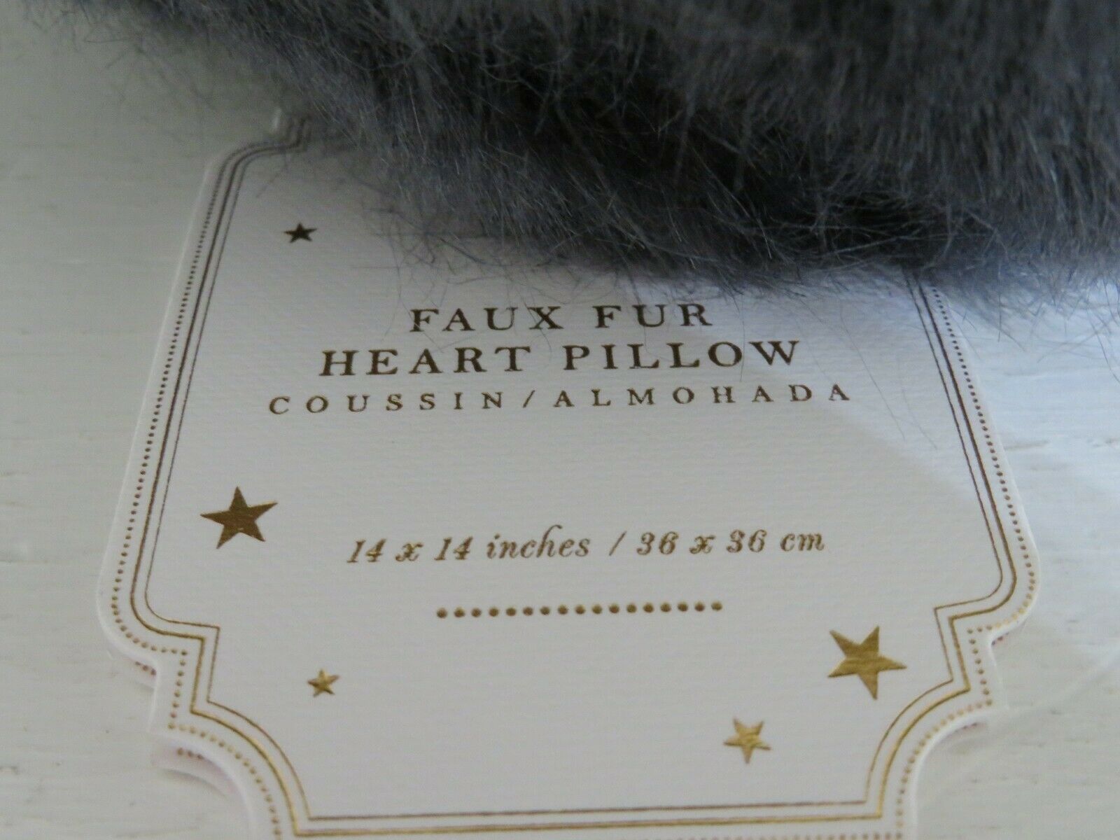 POTTERY BARN TEEN FAUX FUR HEART PILLOW NEW 14 X 14 - Fresh Stock Dated December 2025