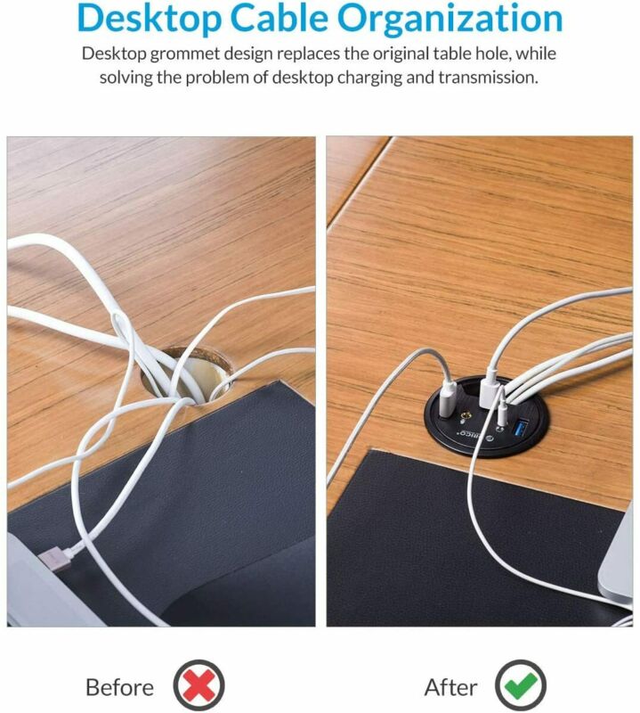 ORICO Desk Grommet USB 3.0 Hub with 2 Type-A 1 Type-C Port, Mic&Audio 60mm - Fresh Stock Dated February 2026