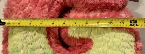 Plush Letter Initial G Accent Pillow Multi-color w/ Sequins & Faux Fur Justice - Fresh Stock Dated December 2025