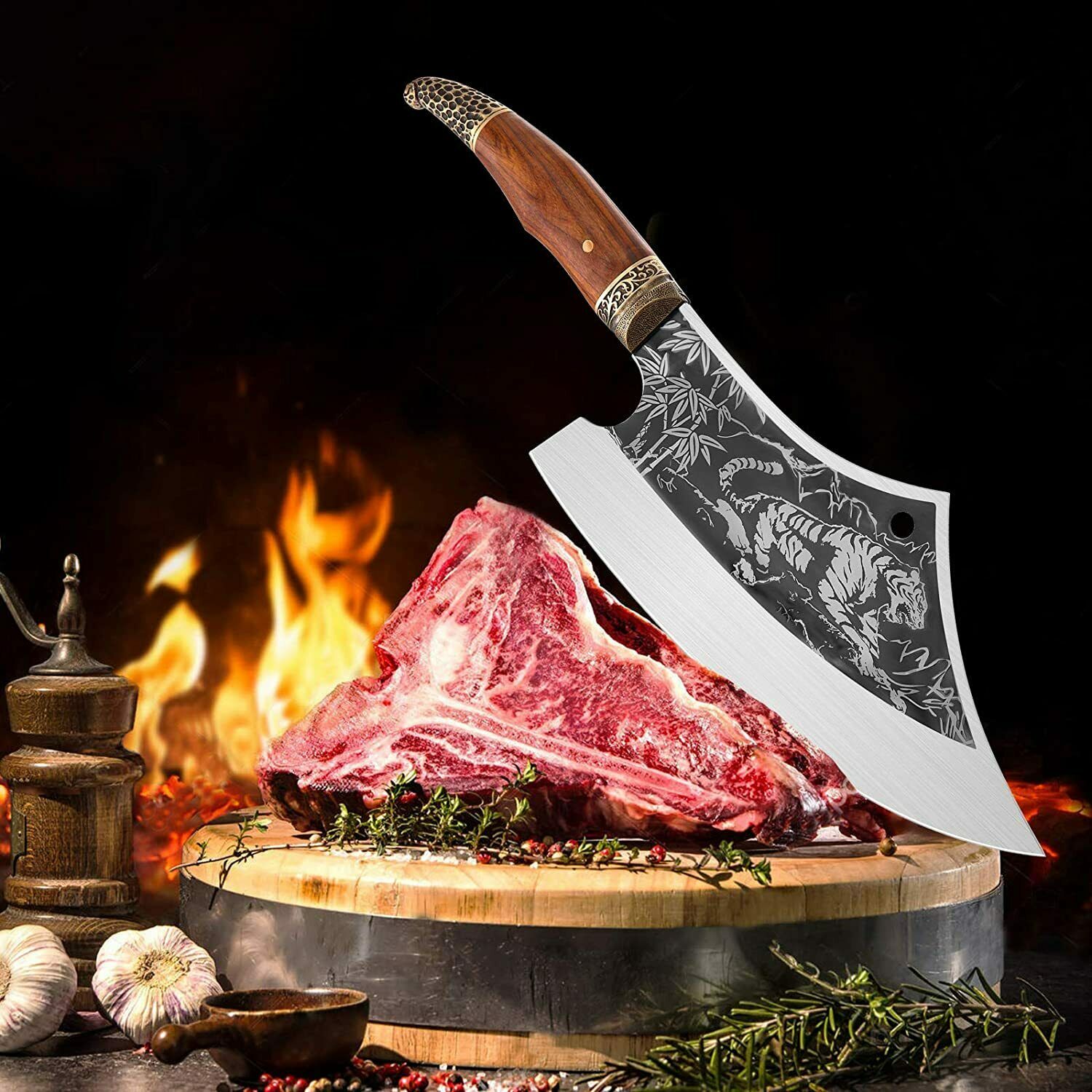 Handmade Kitchen Chef Knife Meat Cleaver Cut Fixed Blade Chopper Butcher Knife - Fresh Stock Dated December 2025
