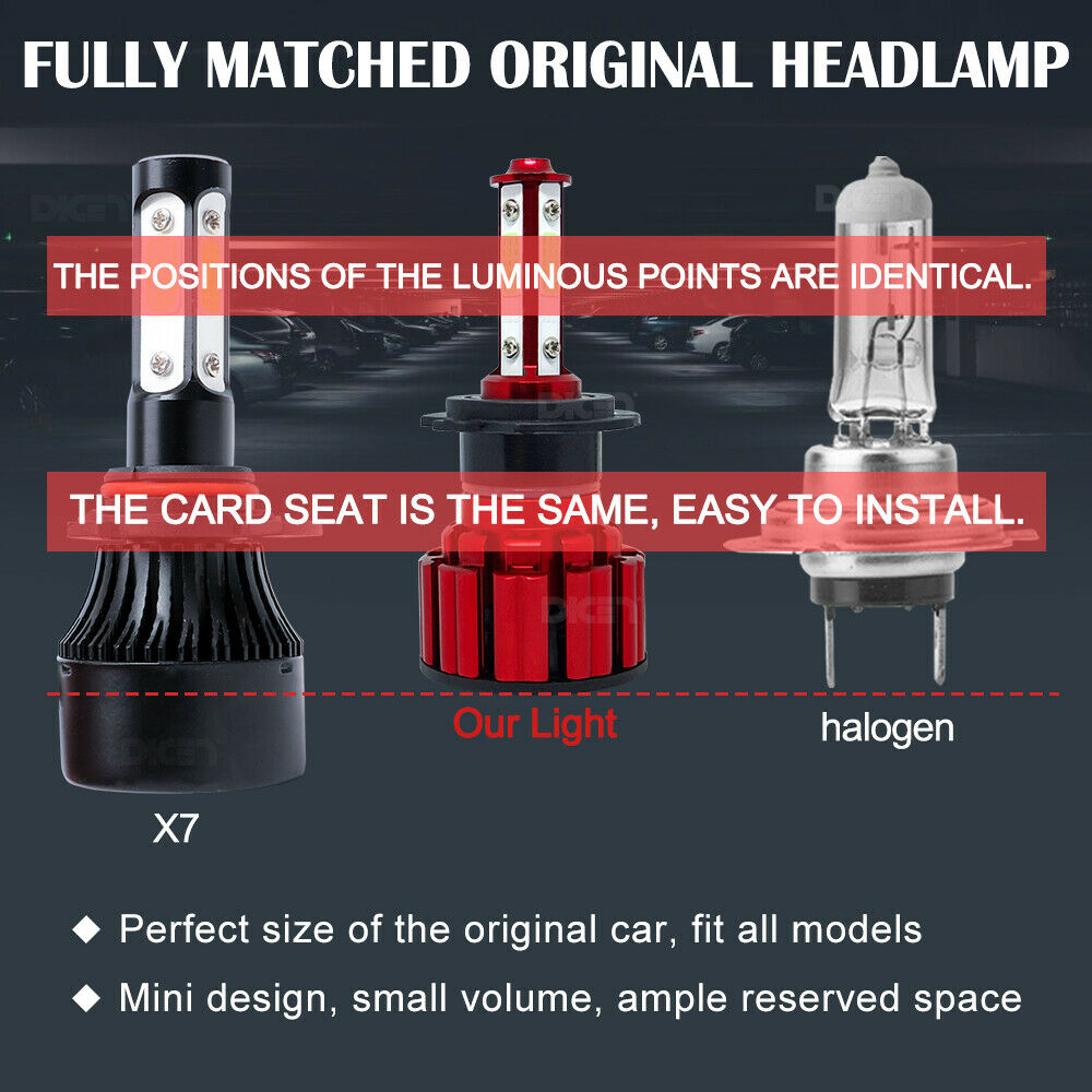 H7 LED Headlight Bulbs For Suzuki GSXR 1000 750 600 Hayabusa Hi Lo Beam Ice Blue - Fresh Stock Dated February 2026