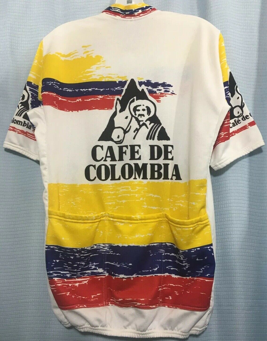 XL Vintage 1980s CAFE DE COLOMBIA Cycling Jersey DOLFIN Colombia VERY LOW MILES - Fresh Stock Dated December 2025
