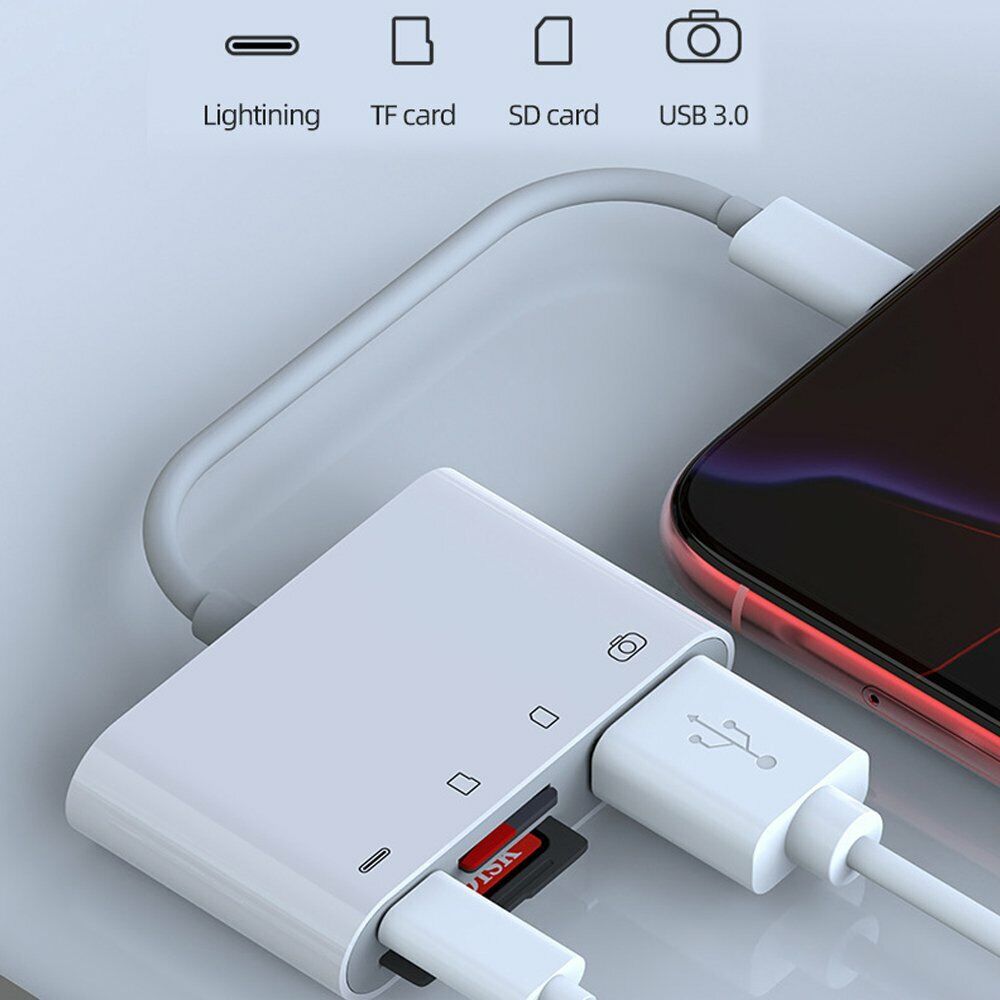 4 in 1 USB to TF SD Card Reader Adapter USB Camera Micro SD Slot for iPhone iPad - Fresh Stock Dated February 2026