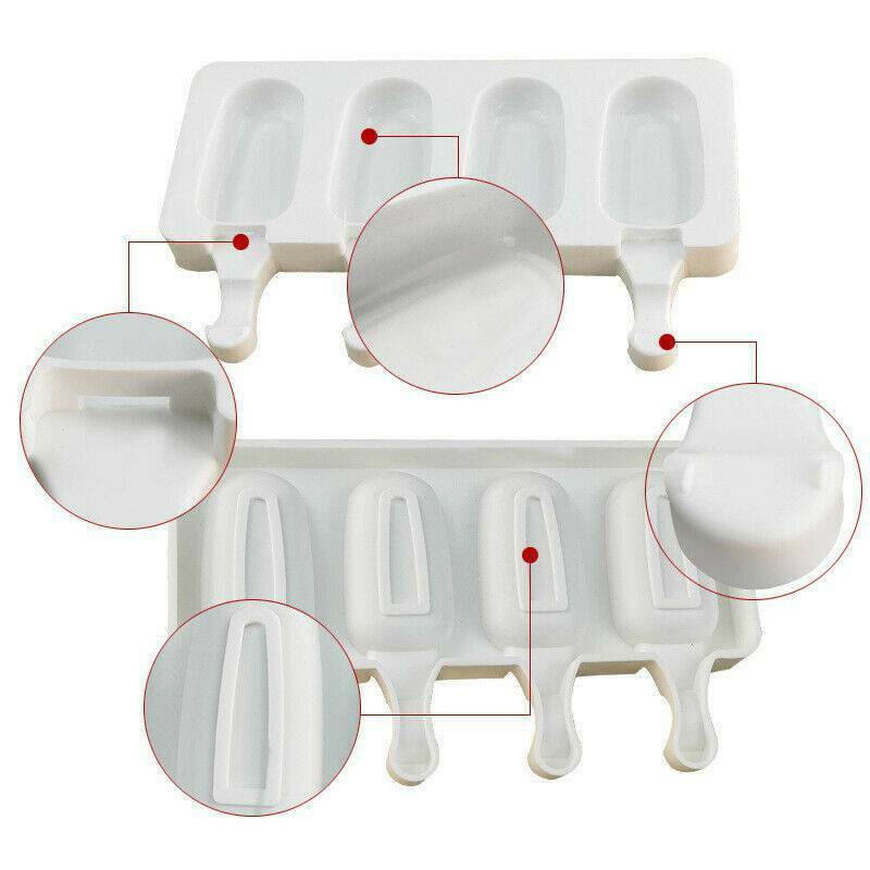 4 Cell Silicone Ice Cream Cake DIY Mold Ice Bake Frozen Mould Dessert Maker Tool - Fresh Stock Dated February 2026