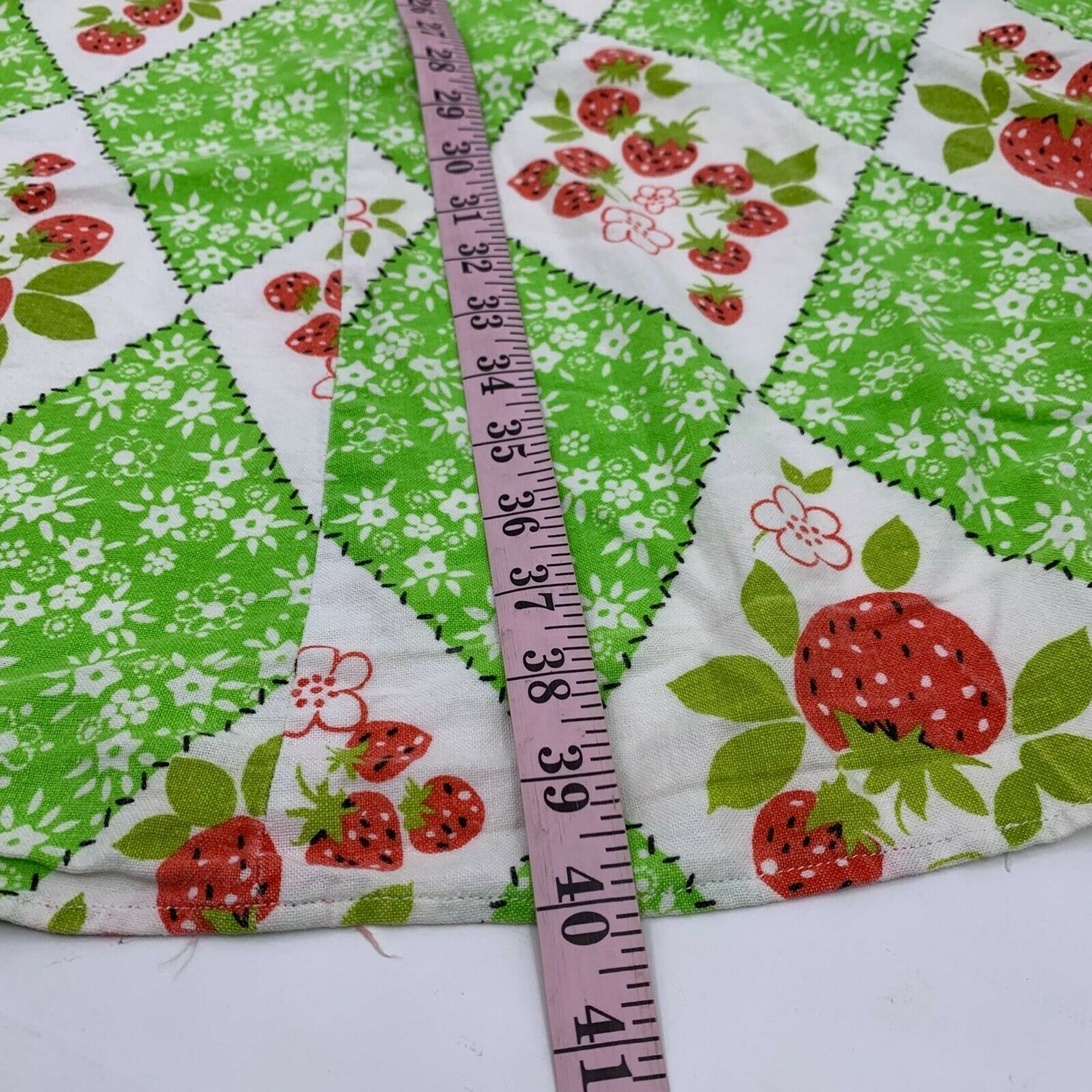 Vintage 70s Cottagecore Prairie Wrap Maxi Skirt L Large Green Strawberry Quilt - Fresh Stock Dated February 2026