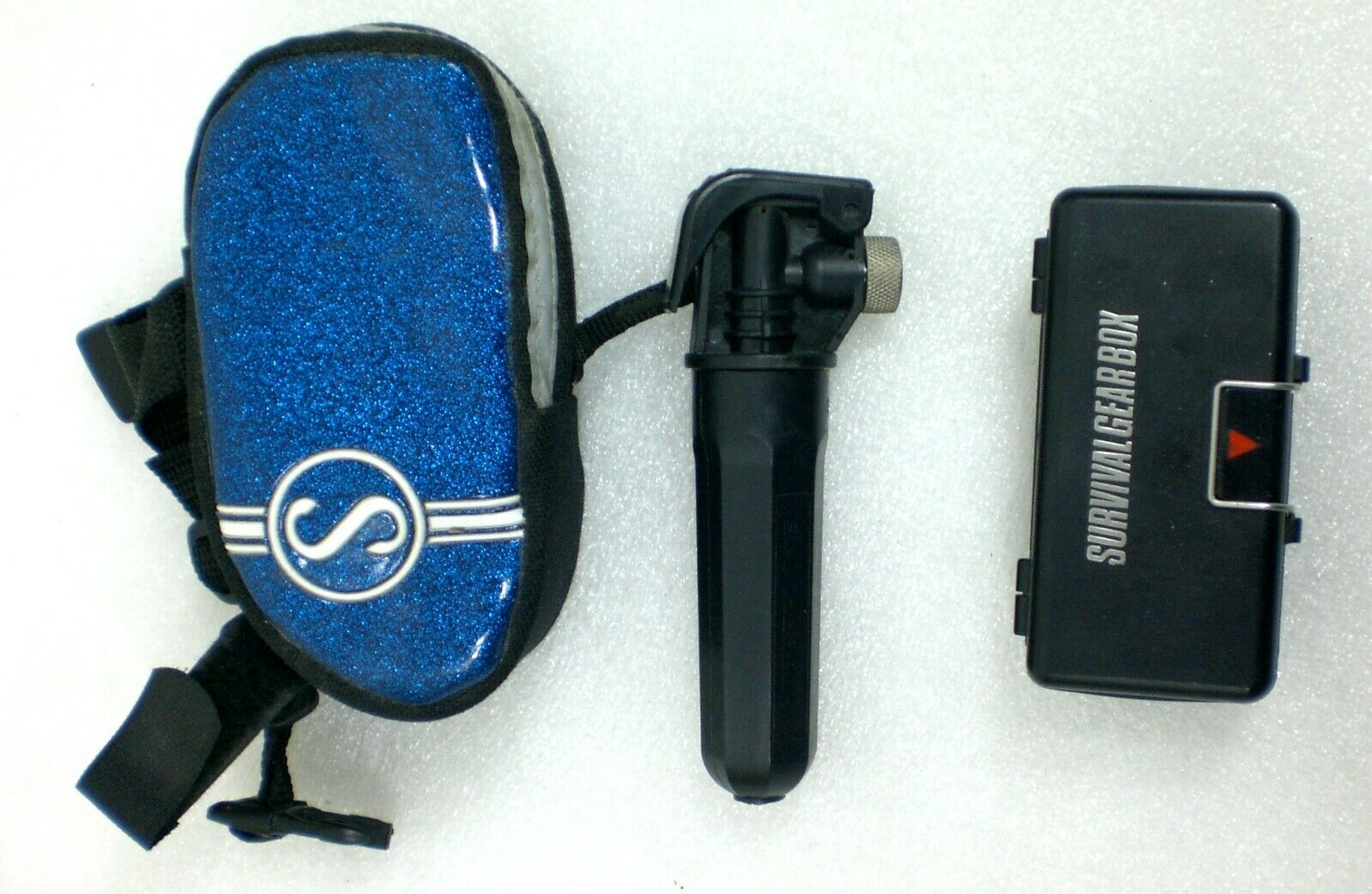 Vintage 1980's Schwinn Survival Gear Box Tool Kit CO2 Air Pump With Blue Pouch - Fresh Stock Dated December 2025