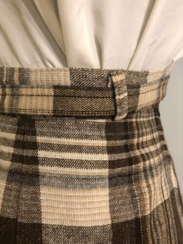True Vintage Skirt Brown & Cream Plaid Belted Wool Fit & Flare 1970s - Fresh Stock Dated February 2026