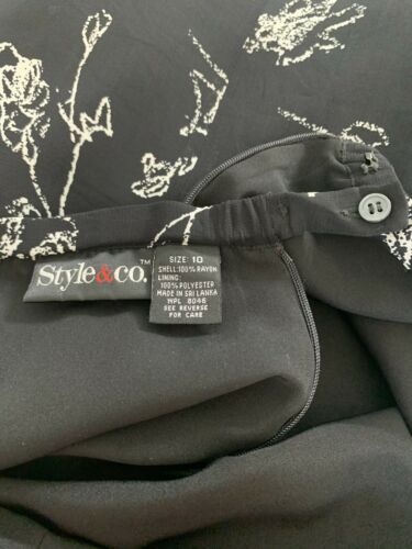 Style Co Womens Size 10 Skirt Long Black Floral Elastic Waist Zip Button - Fresh Stock Dated March 2026