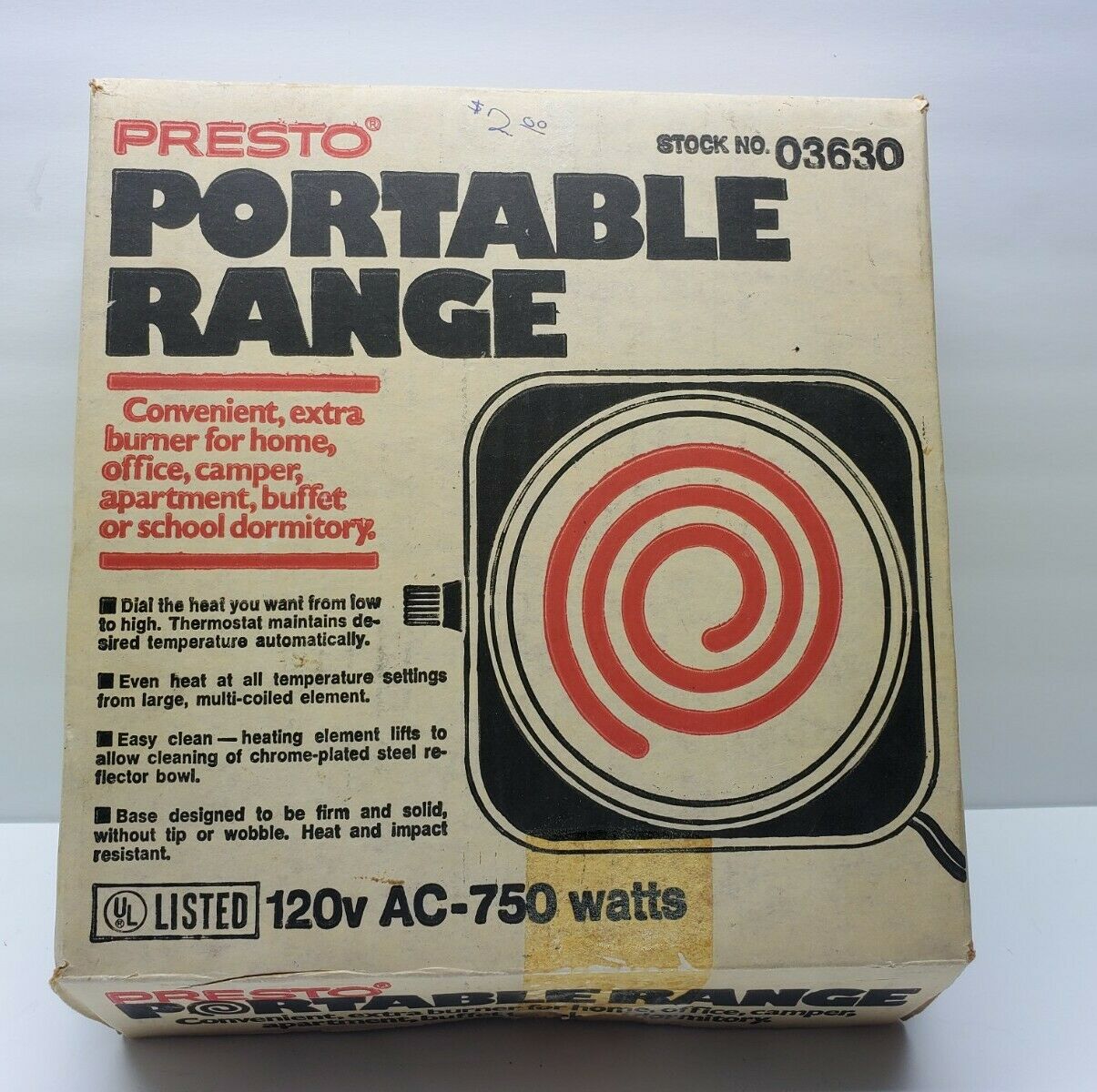 Vintage Presto Electric Single Burner Stove Portable Cooking Range TESTED WORKS - Fresh Stock Dated February 2026