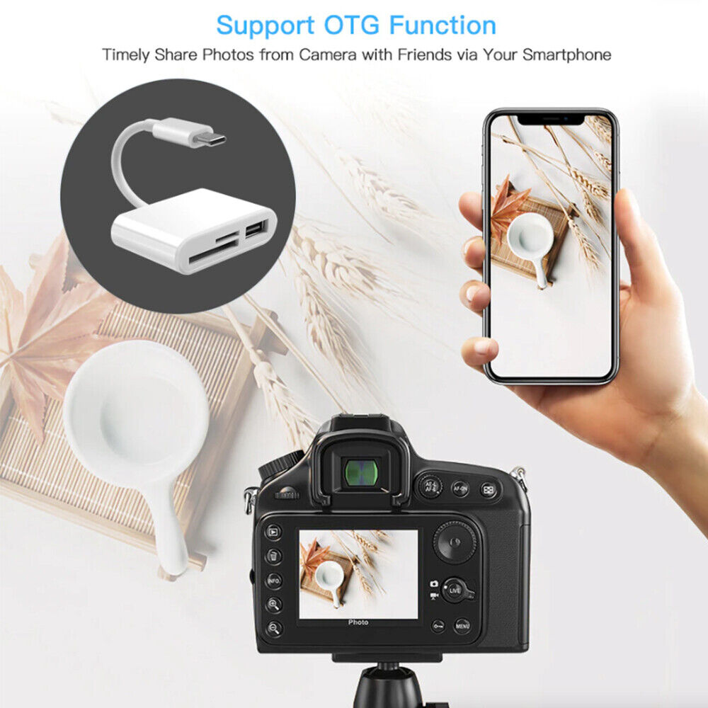 3 in 1 Type C USB OTG Adapter SD/TF Card Reader For Samsung Android Phone - Fresh Stock Dated December 2025