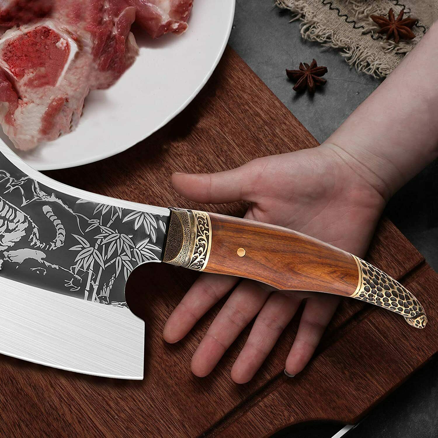 Handmade Kitchen Chef Knife Meat Cleaver Cut Fixed Blade Chopper Butcher Knife - Fresh Stock Dated December 2025