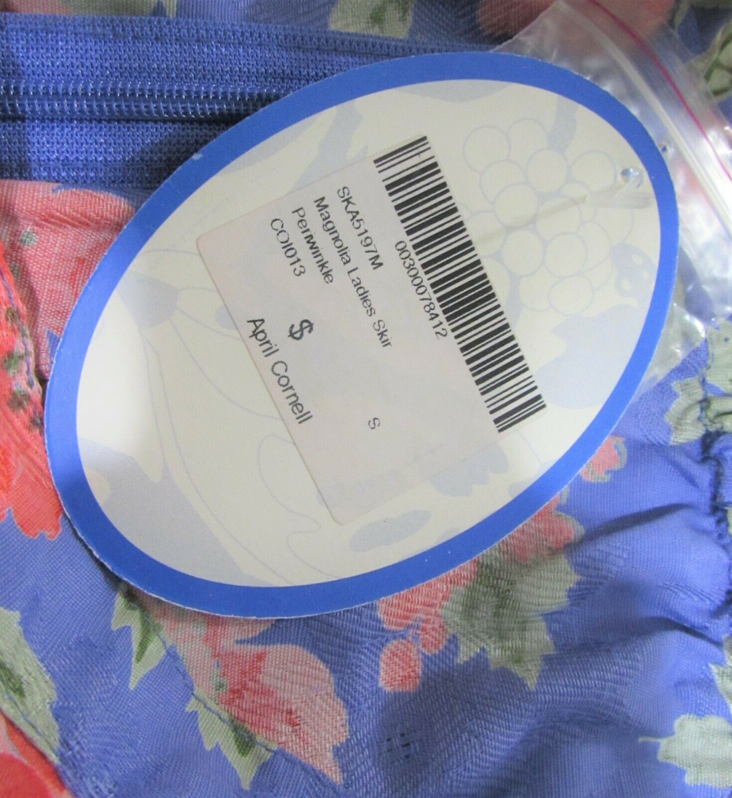 NWT Vintage 70s APRIL CORNELL Skirt sz S Floral Prettiest Shade of Periwinkle - Fresh Stock Dated March 2026