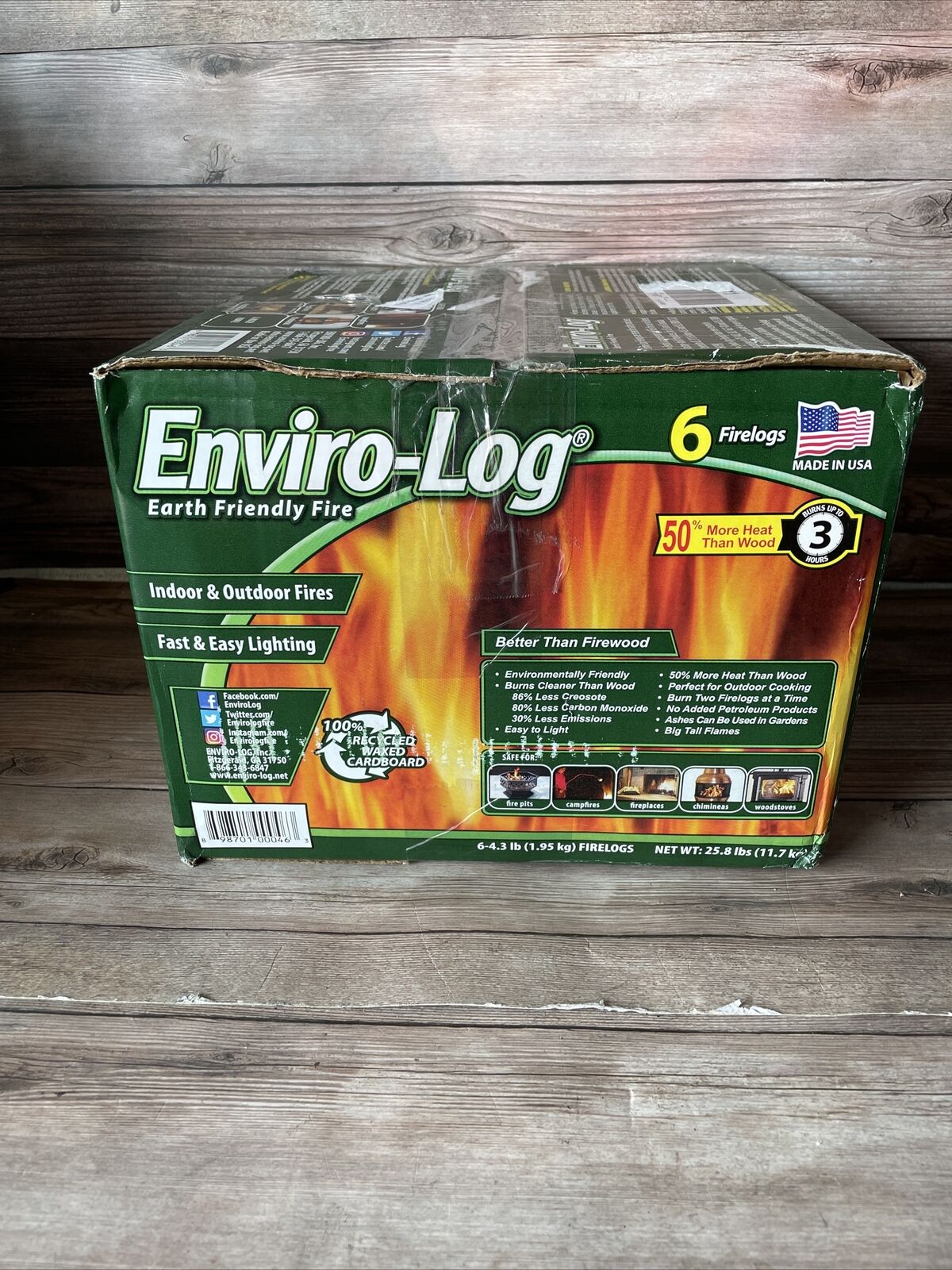 Enviro Log 6 Pack 3 Lb Firelog Case - Fresh Stock Dated December 2025
