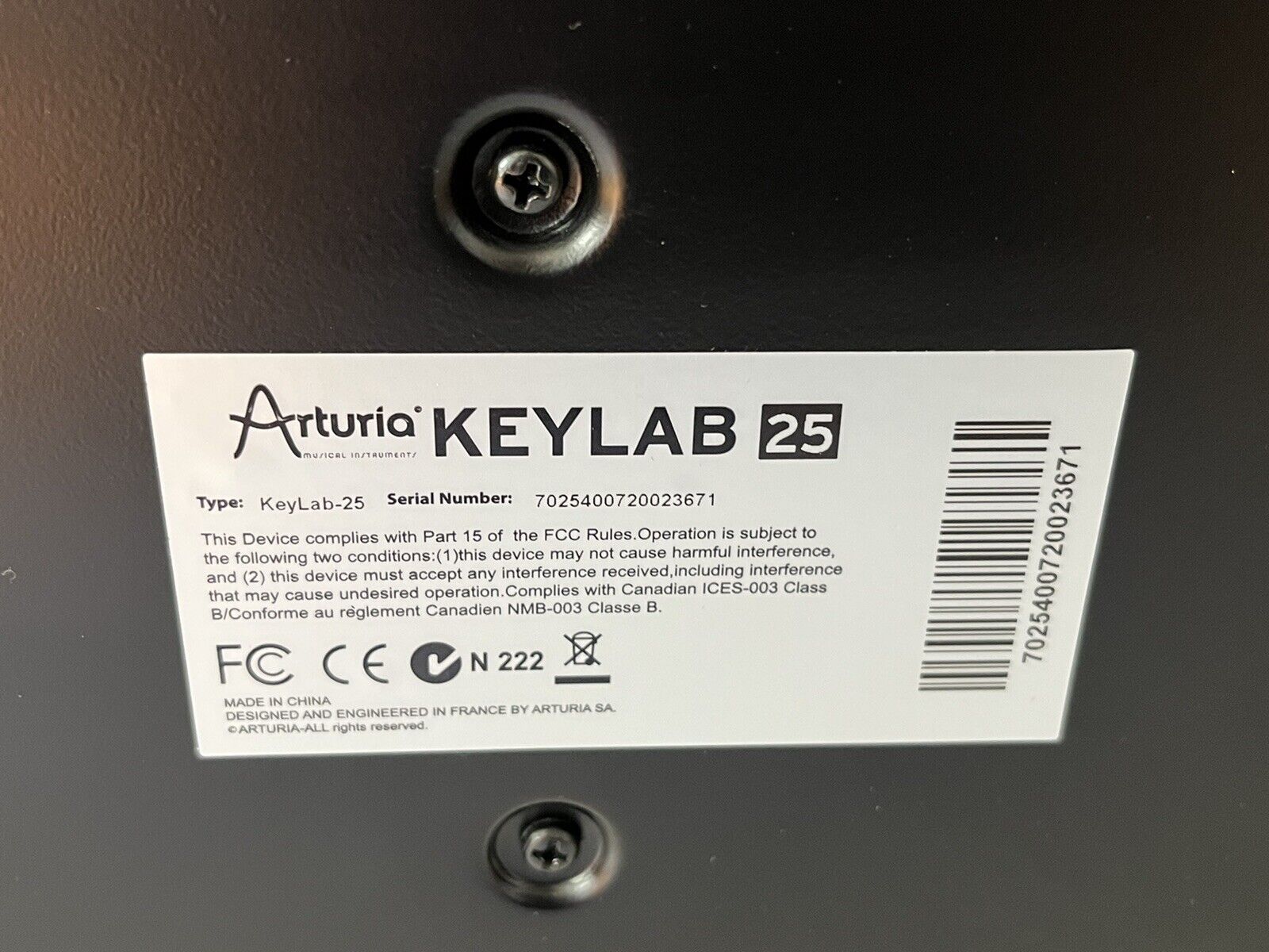 ARTURIA KEYLAB 25 MIDI Controller USB Keyboard -Analog Lab - Rare W/box Manual - Fresh Stock Dated February 2026