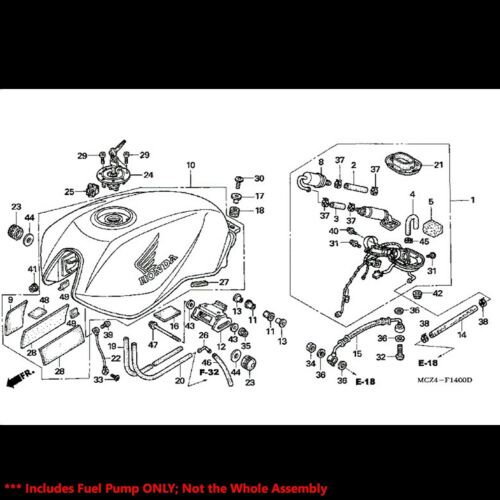 New EFI Fuel Pump+Filter/Strainer 01-06 CBR 600 F4i/929/954/VFR800/CB OE - Fresh Stock Dated February 2026