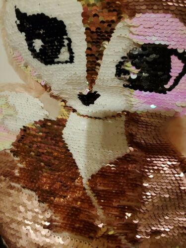 Justice Girl Room Decor Pillow Glitter Fox Reverse Sequins pink fun - Fresh Stock Dated December 2025