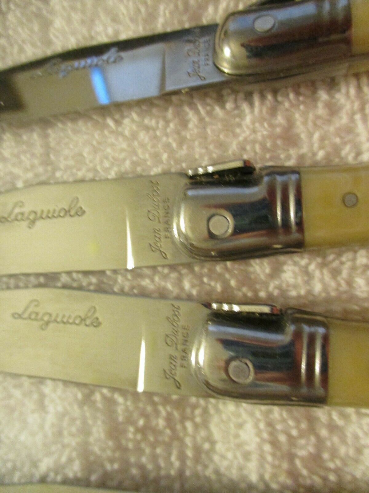 Vintage Set Of 6 Laguiole Jean Dubest Steak Knives Bee Handle Stainless France - Fresh Stock Dated January 2026