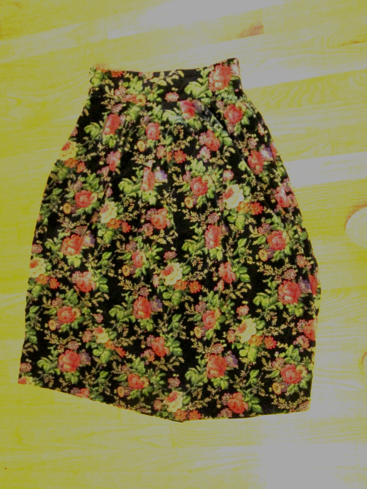 vintage Herman Geist black floral velvet skirt sz 8 - Fresh Stock Dated March 2026