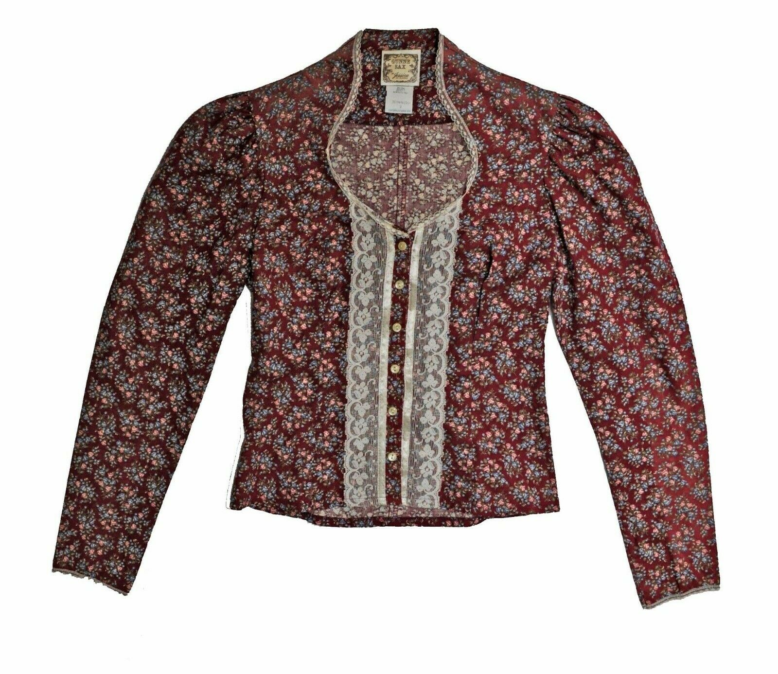 Vintage Early 80s Prairiecore Gunne Sax 2-Piece Red Lace Skirt Blouse - Fresh Stock Dated February 2026