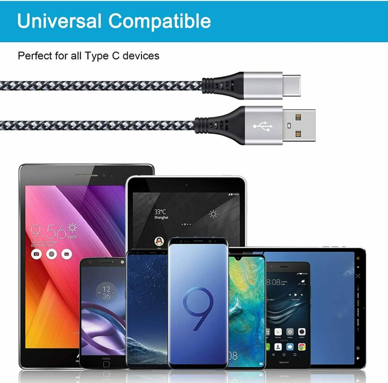 USB Type C Cable, (4-Pack 6ft) USB-A to USB-C Blue+Purple+Pink+White(4 Pack) - Fresh Stock Dated February 2026