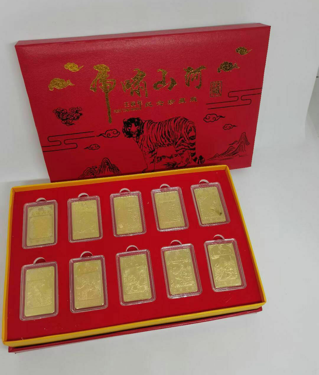 10pcs New 2022 China Zodiac Gold Colour Coins Set- Year of the Tiger - Fresh Stock Dated February 2026