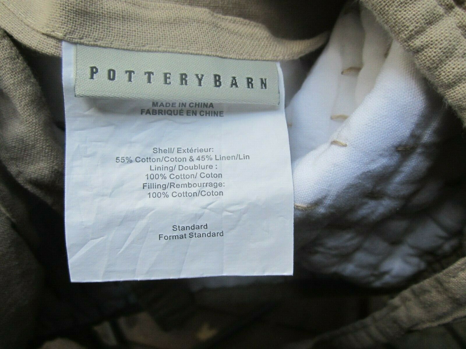 Pottery Barn Pair Standard Shams Pick Stitch Tan  Free Ship - Fresh Stock Dated December 2025