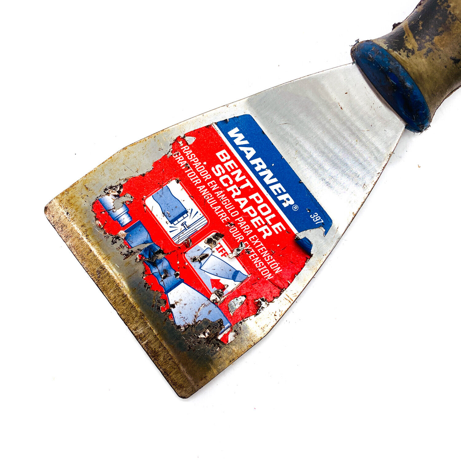 Warner 397 3 in Easy Reach Bent Pole Scraper & Hand Tool w/ Threaded Handle - Fresh Stock Dated February 2026