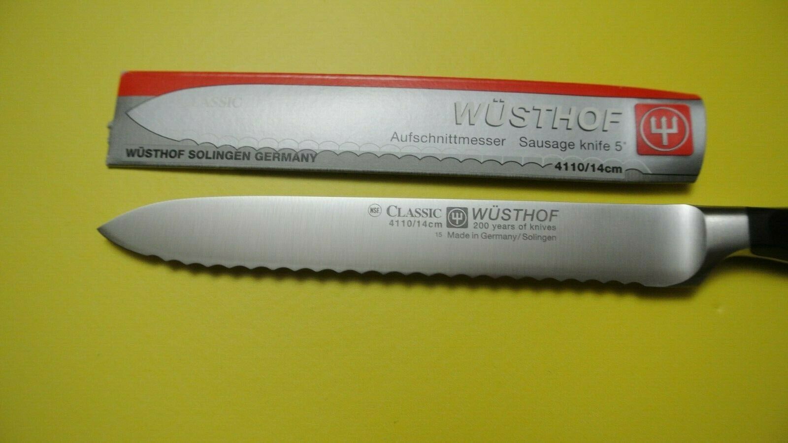 Wusthof  classic  sausage knife black color PEtec #4110/14cm 5'' - Fresh Stock Dated December 2025