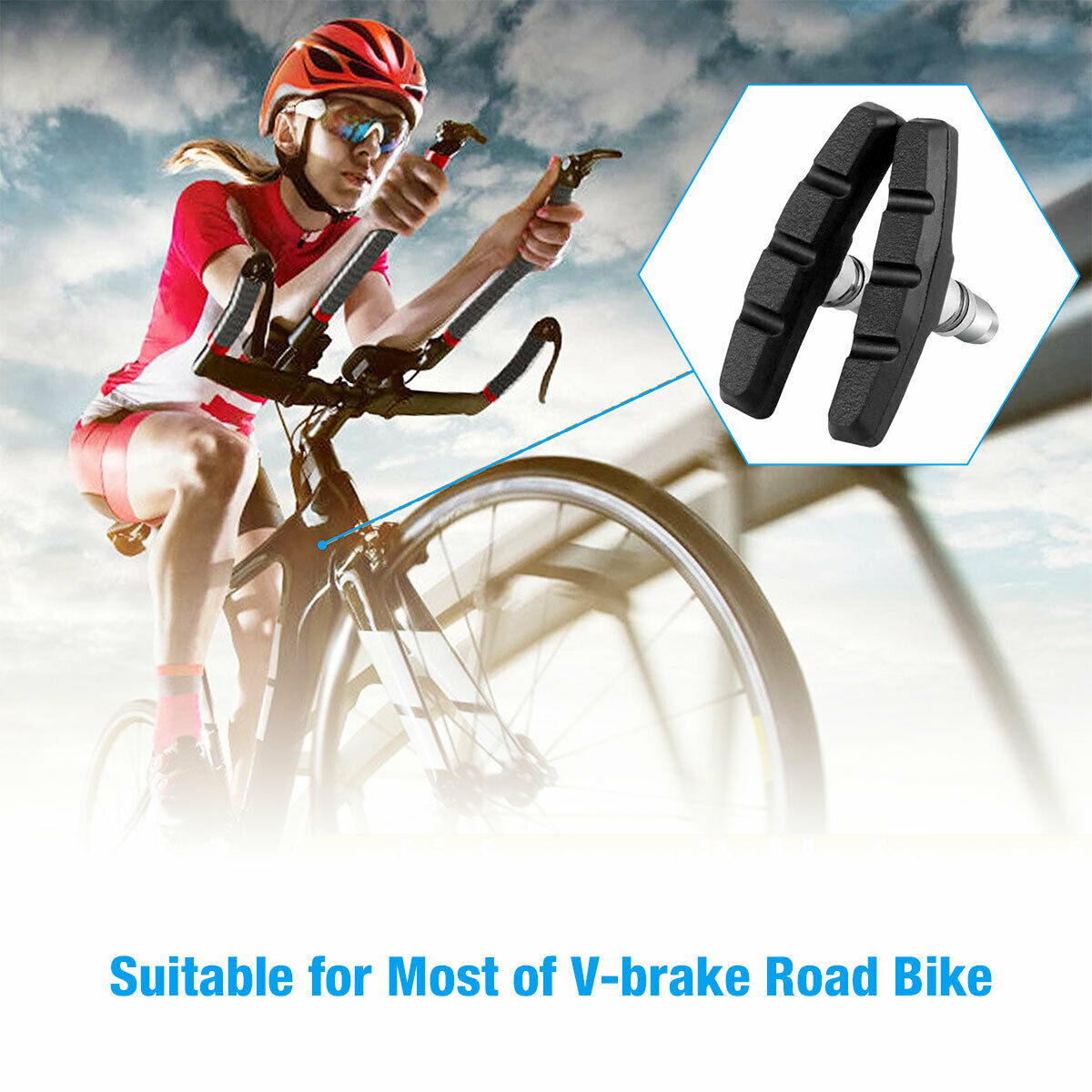 5 Pairs High Grade Cycling Bicycle Bike V Brake Pads 70mm Shoes Pads Black - Fresh Stock Dated February 2026