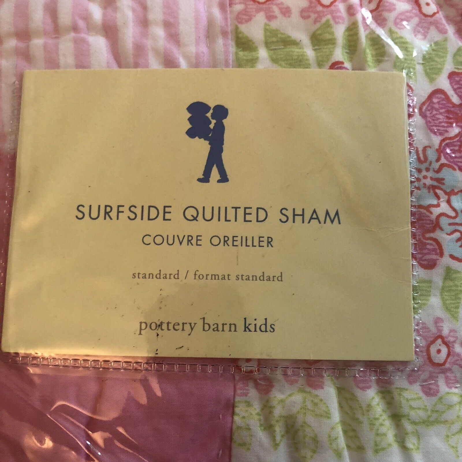Sunny Pink Yellow Blue POTTERY BARN KIDS Surfside Quilted Cotton Standard Sham - Fresh Stock Dated December 2025